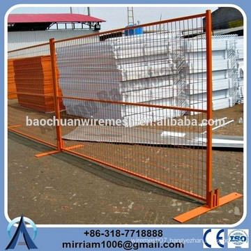 High visible painted temporary construction fence panels